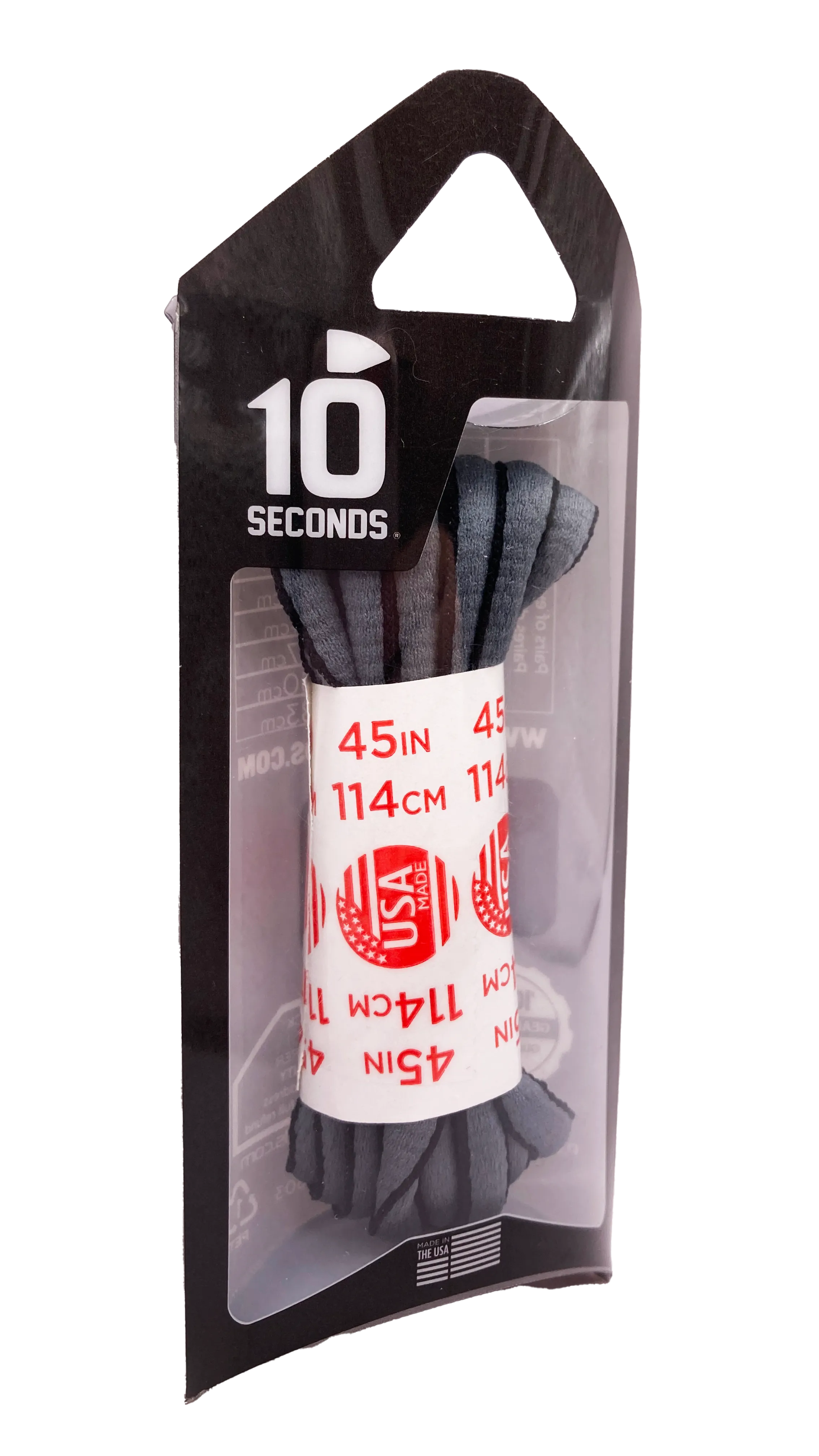 10 Seconds ® SofTouch Oval Laces | Sky Grey/Black Piping