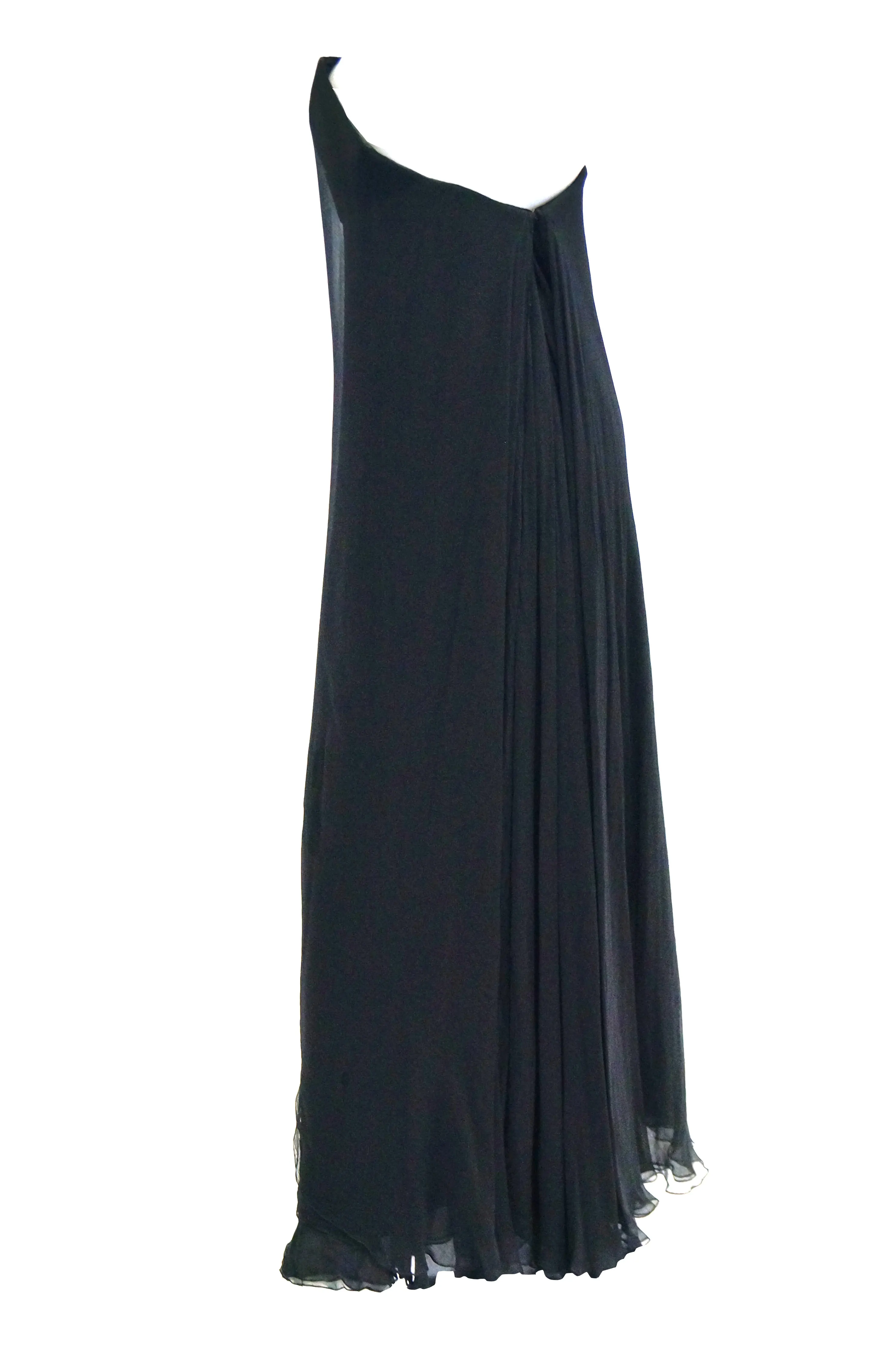 1960s Stavropoulos Black Silk Evening Dress