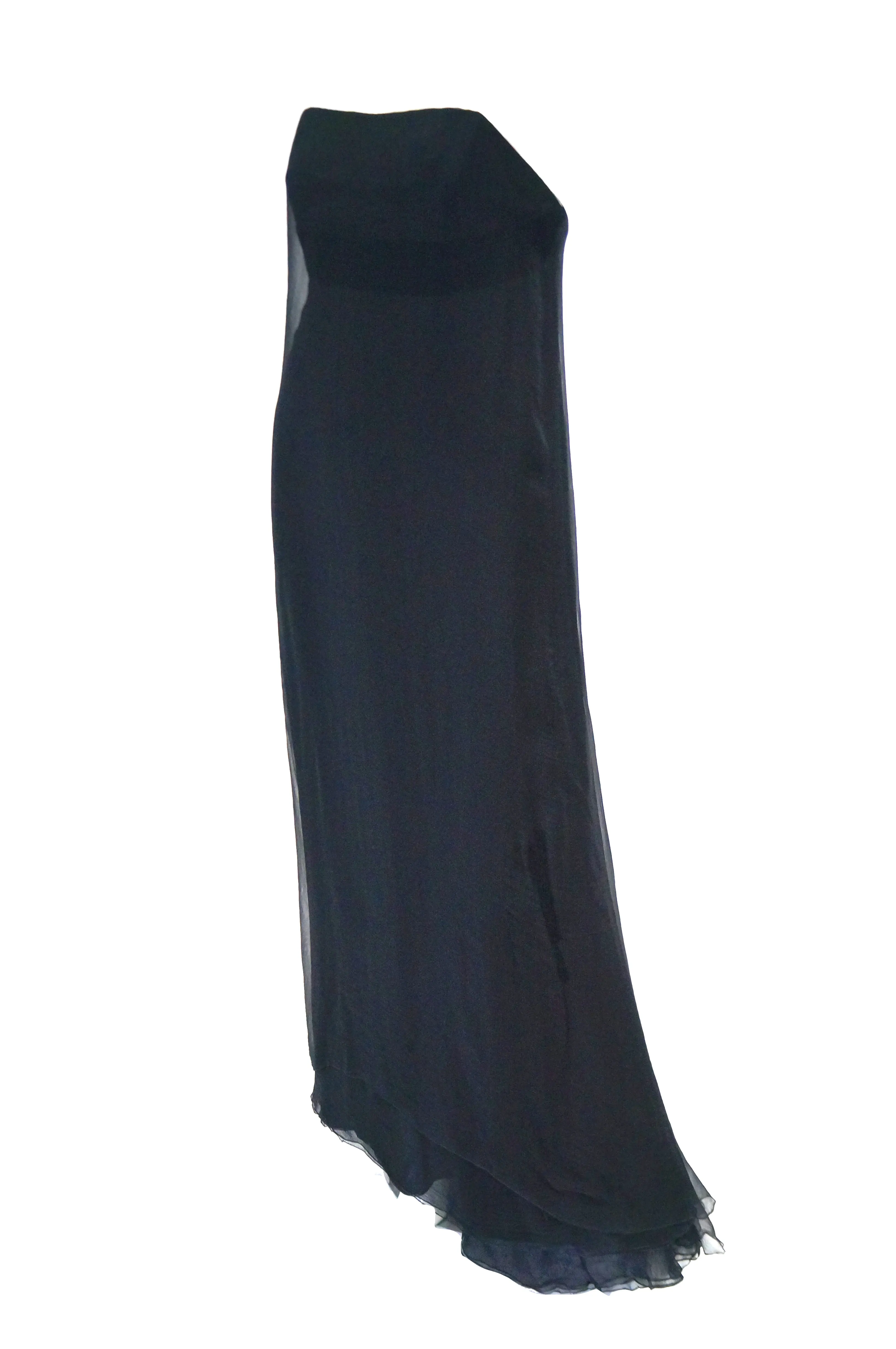 1960s Stavropoulos Black Silk Evening Dress