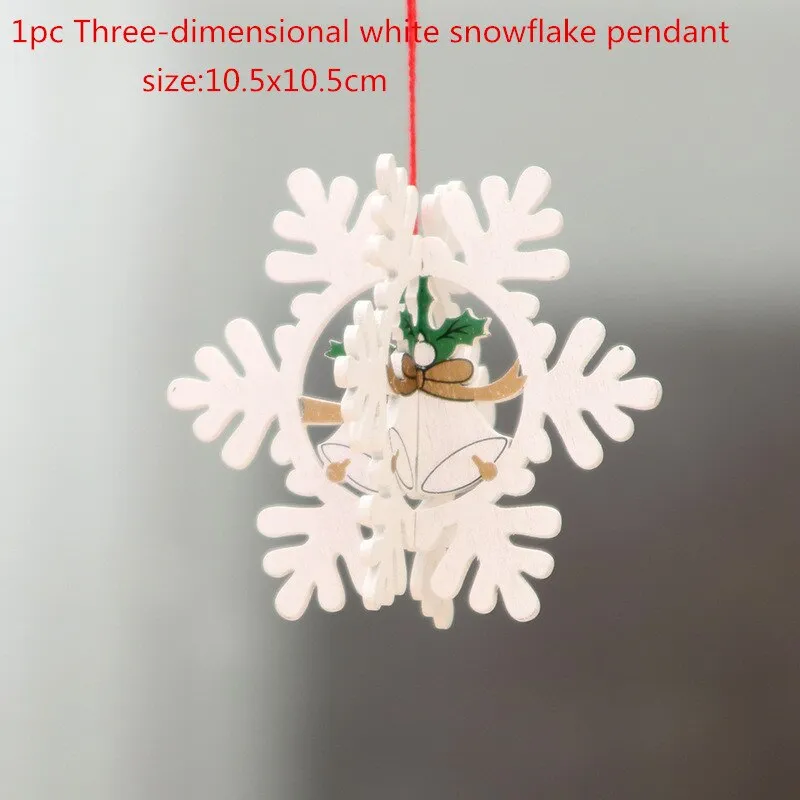 1PC 2D 3D Christmas Ornament Wooden Hanging Pendants Star Xmas Tree Bell Christmas Decorations For Home Navidad