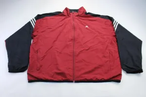 Adidas Embroidered Logo Maroon, Black, & White Striped Jacket