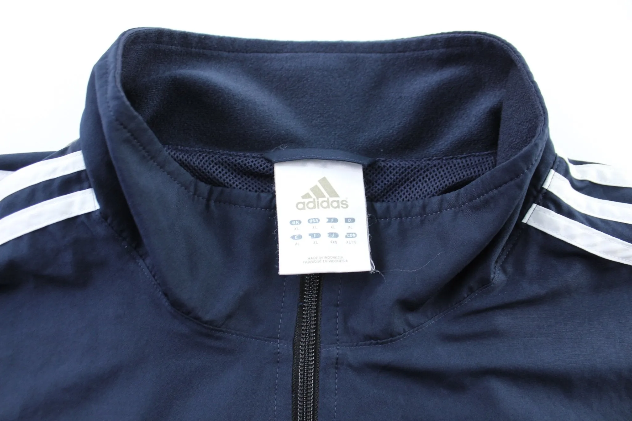 Adidas Embroidered Logo Navy Blue & White Pullover Jacket