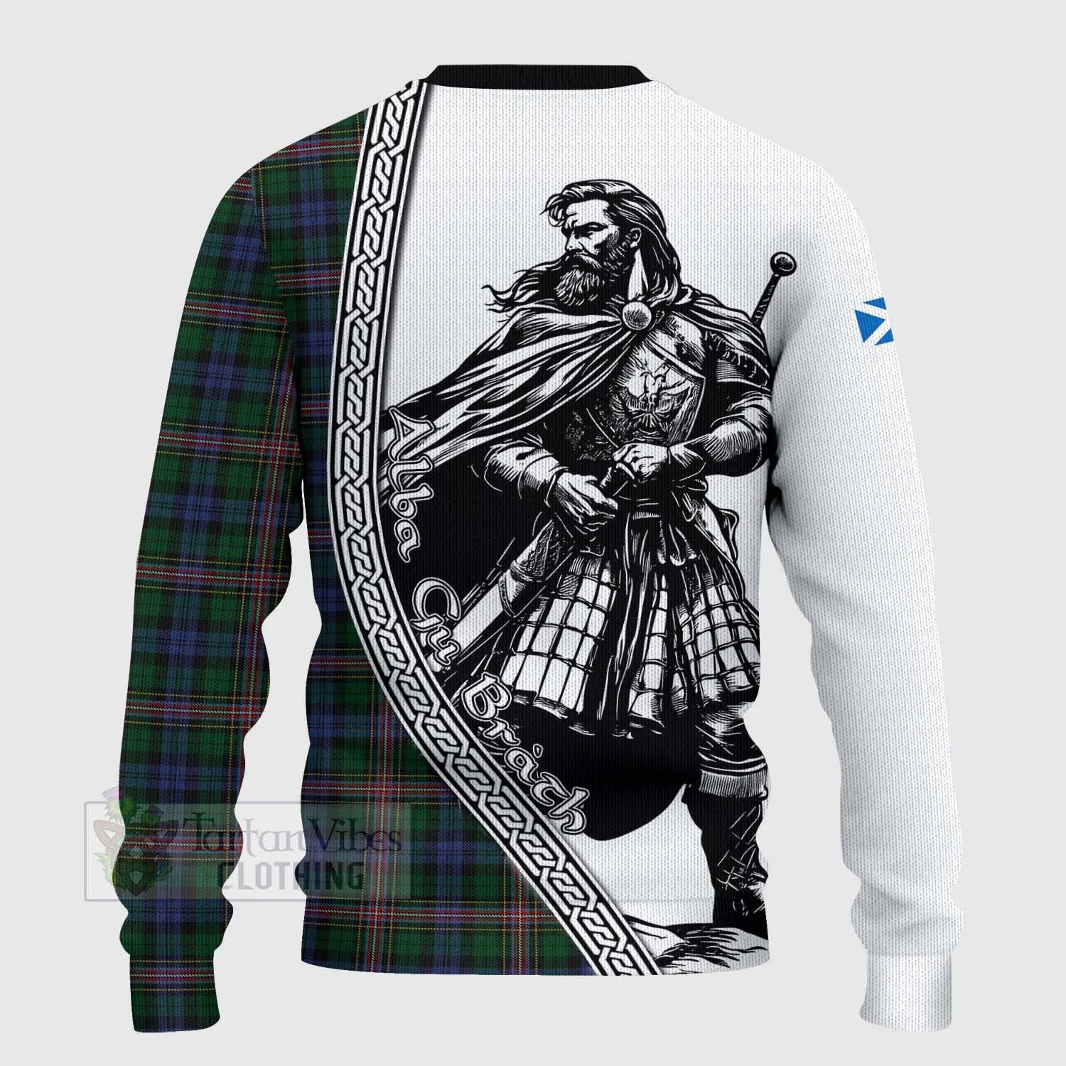 Allison Tartan Clan Crest Knitted Sweater with Highlander Warrior Celtic Style