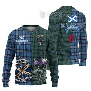 Arbuthnot Tartan Knitted Sweater Happy St. Andrew's Day Half Tartan Style