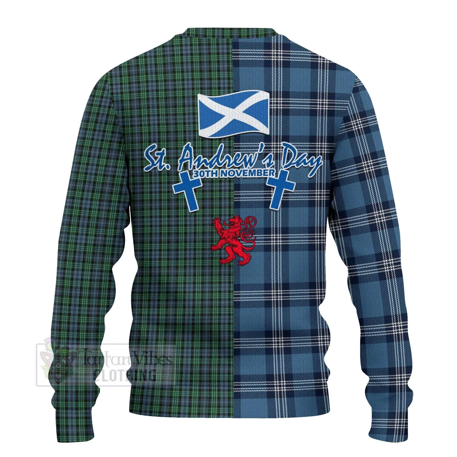 Arbuthnot Tartan Knitted Sweater Happy St. Andrew's Day Half Tartan Style