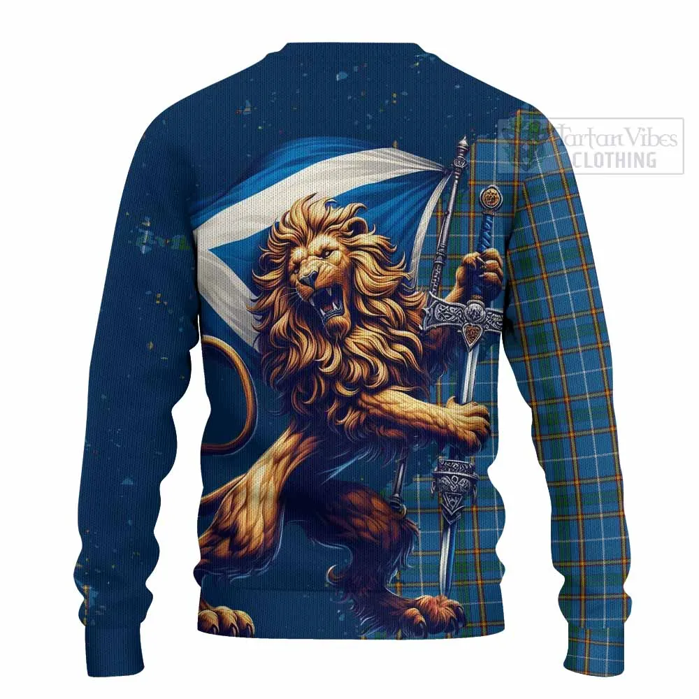 Bain Tartan Family Crest Knitted Sweater with Scottish Majestic Lion