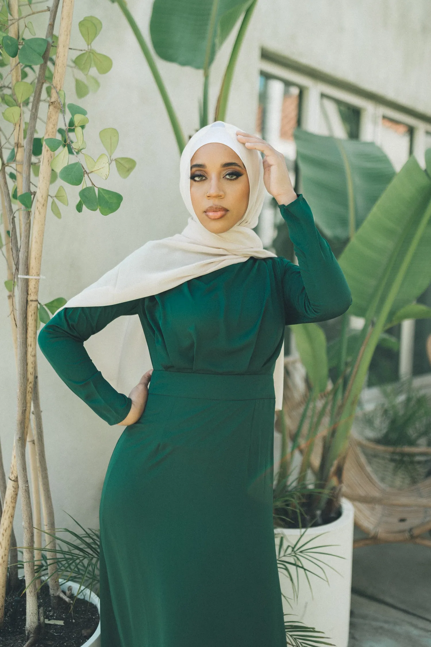 Bella Chiffon Dress- Hunter Green