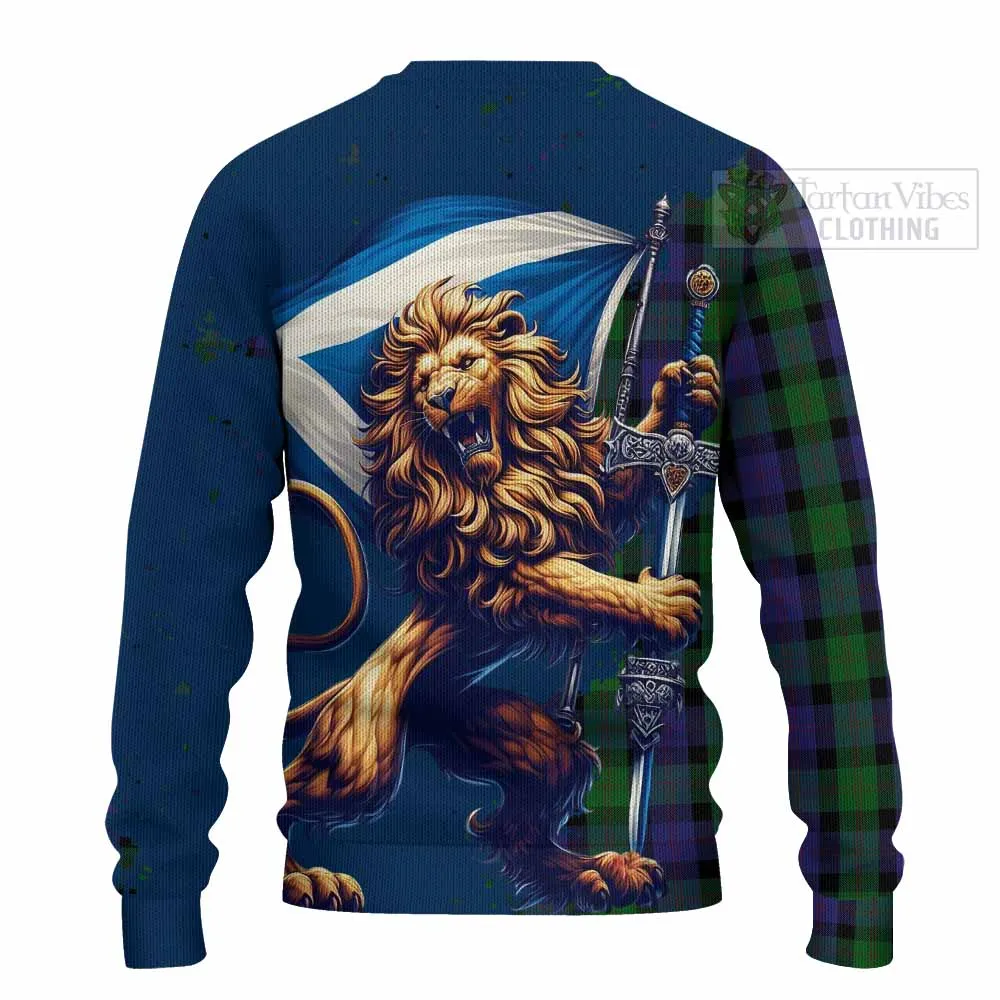 Blair Tartan Family Crest Knitted Sweater with Scottish Majestic Lion