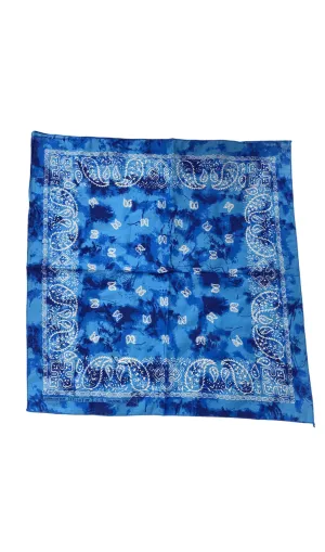 Blue Tie Dye Paisley Bandana