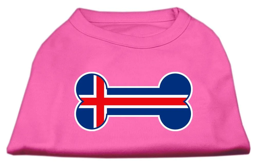 Bone Shaped Iceland Flag Screen Print Shirts Bright Pink XXL (18)