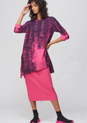 Bougainvillea Graffiti Print Knit Top