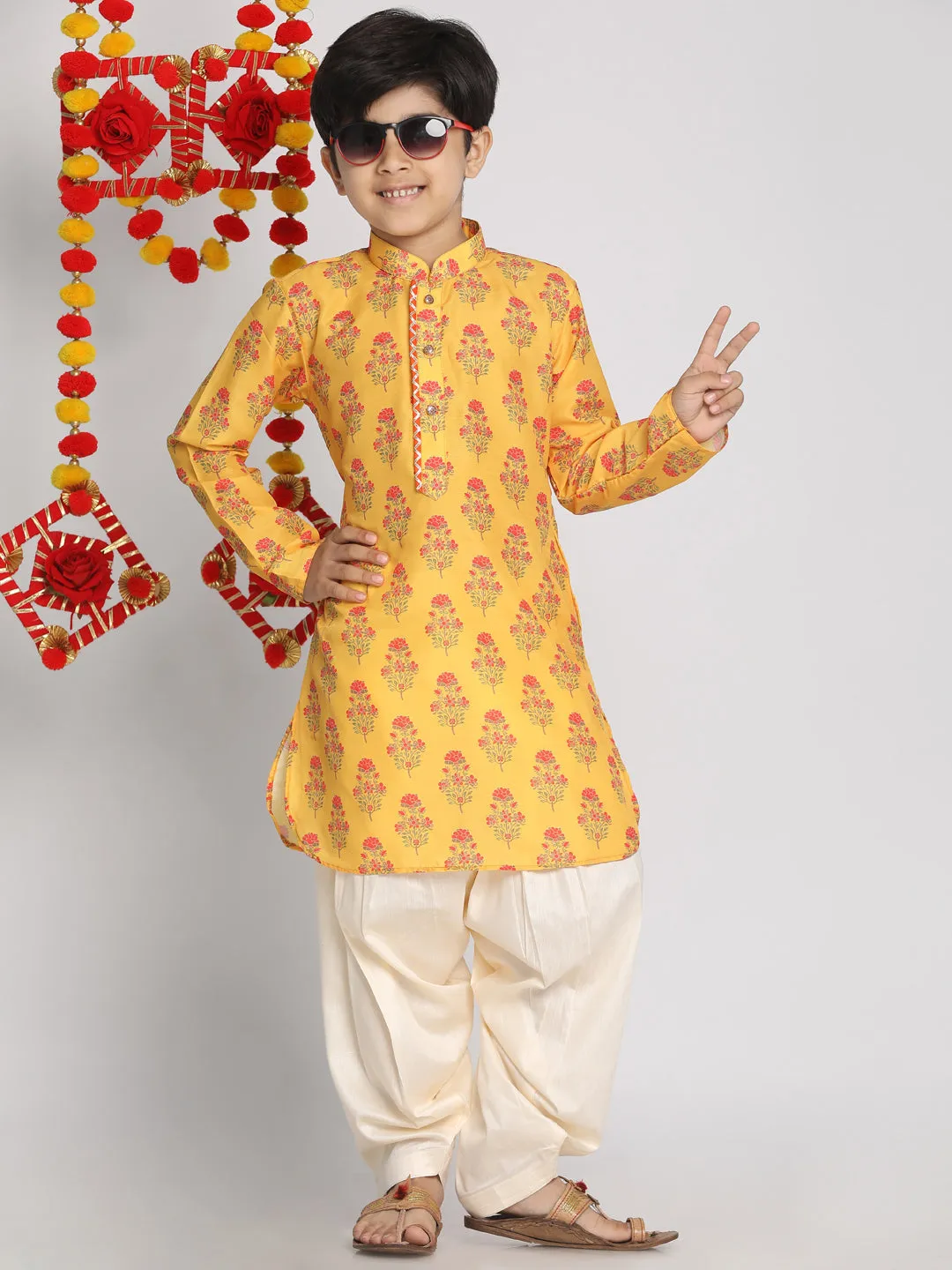 Boy's Mustard Kurta Only - Vastramay Boys