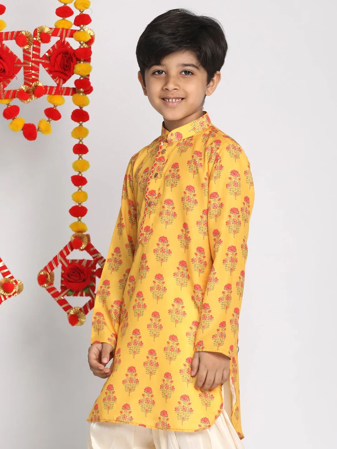 Boy's Mustard Kurta Only - Vastramay Boys