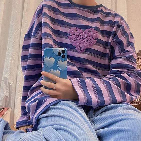 Butterfly Striped Long Sleeve Tee