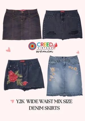 CR2797 Y2K Mix Sizes Denim Skirts - 12 Pcs