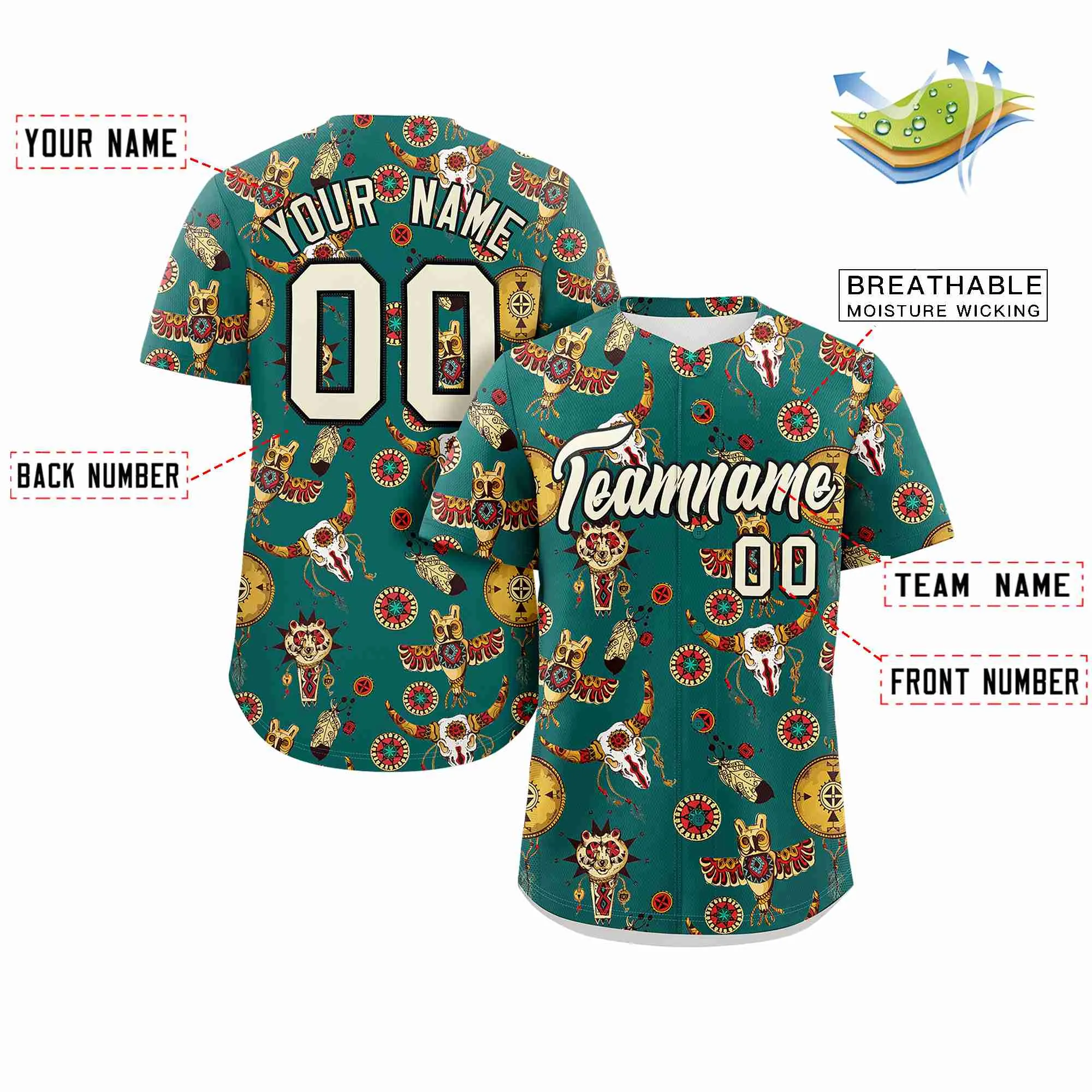 Custom Aqua 3D Graffiti Pattern Personalized Design Authentic Baseball Jersey