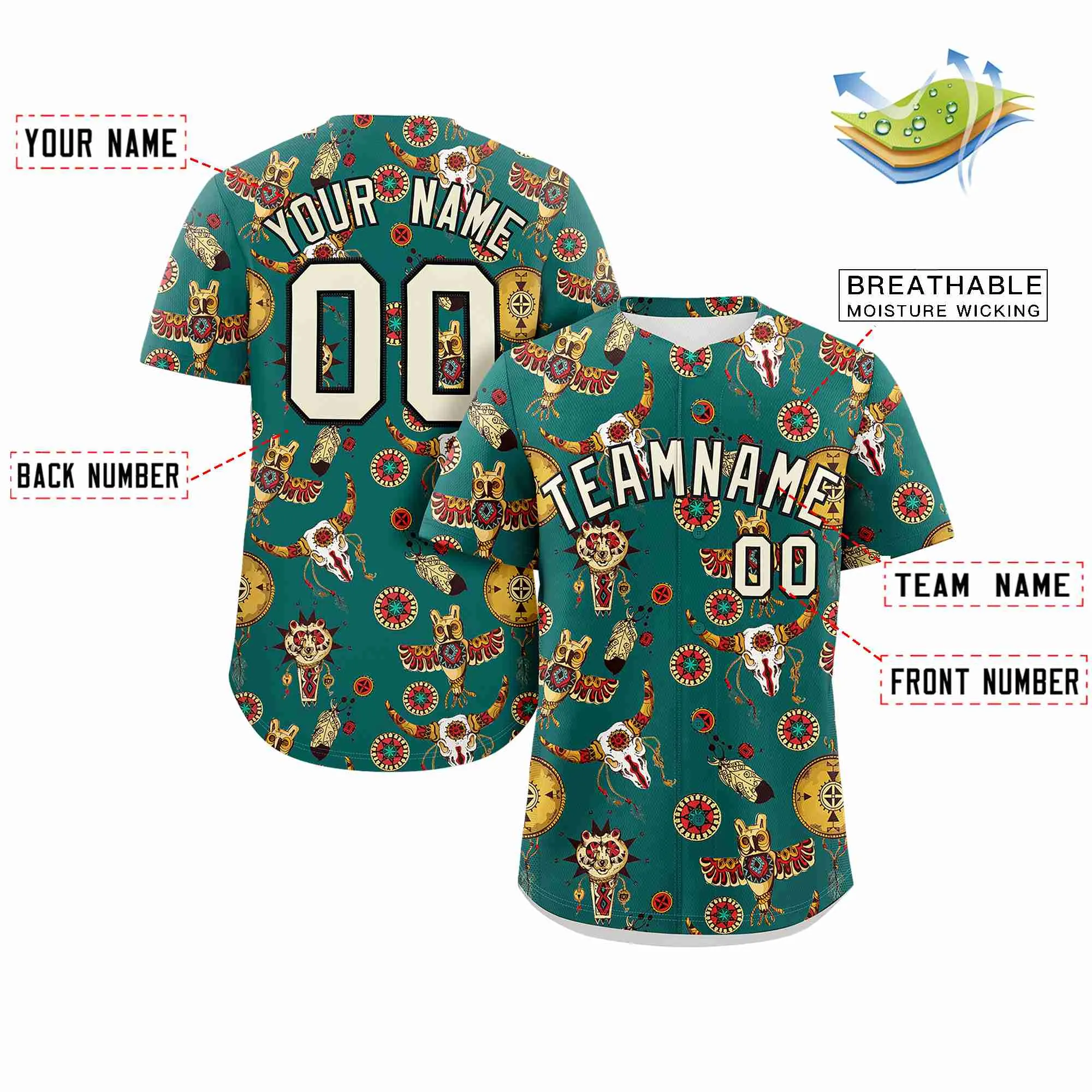 Custom Aqua 3D Graffiti Pattern Personalized Design Authentic Baseball Jersey