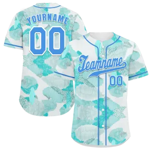 Custom Aqua Graffiti Pattern Aqua Authentic Baseball Jersey