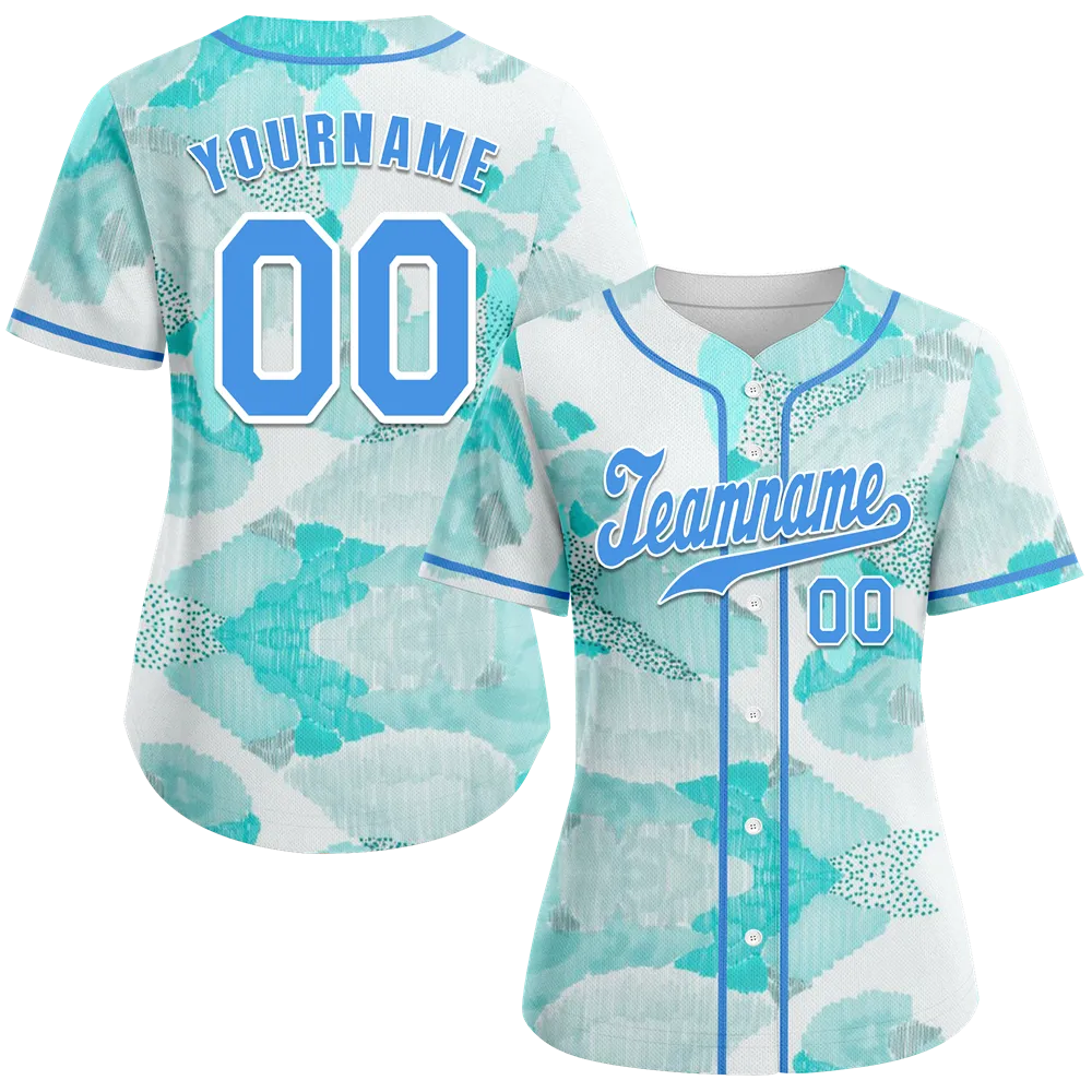 Custom Aqua Graffiti Pattern Aqua Authentic Baseball Jersey