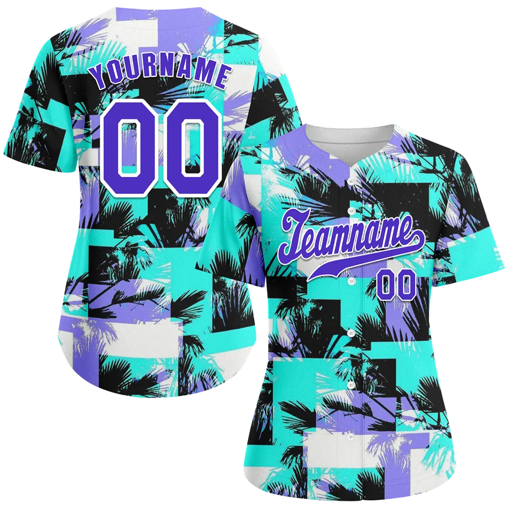 Custom Aqua Graffiti Pattern Blue Authentic Baseball Jersey