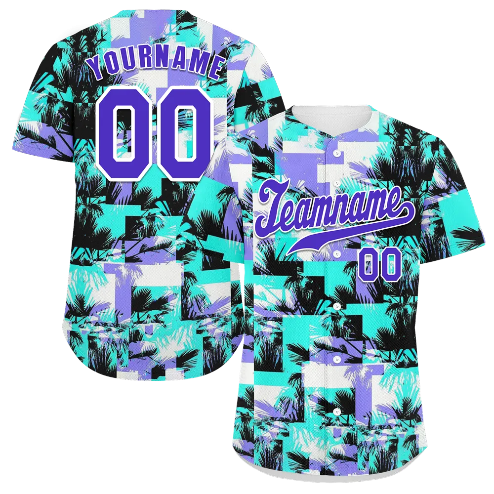 Custom Aqua Graffiti Pattern Blue Authentic Baseball Jersey