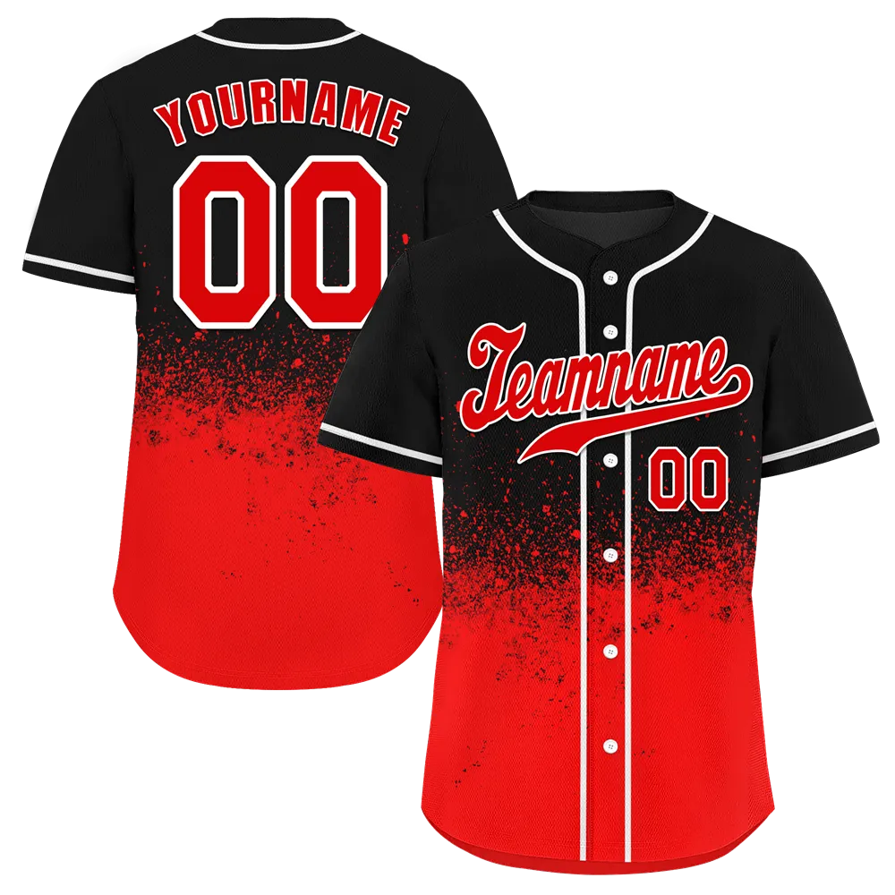 Custom Black Red Graffiti Pattern Red Authentic Baseball Jersey