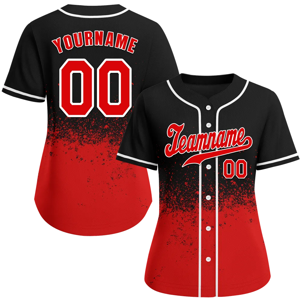 Custom Black Red Graffiti Pattern Red Authentic Baseball Jersey