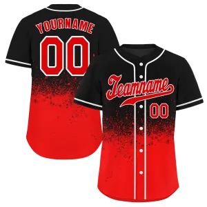 Custom Black Red Graffiti Pattern Red Authentic Baseball Jersey