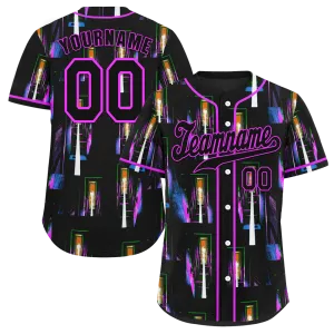 Custom Colorful Graffiti Pattern Black Authentic Baseball Jersey