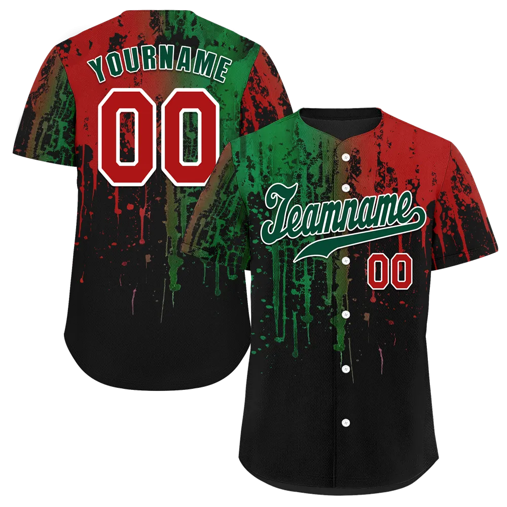 Custom Colorful Graffiti Pattern Green Authentic Baseball Jersey