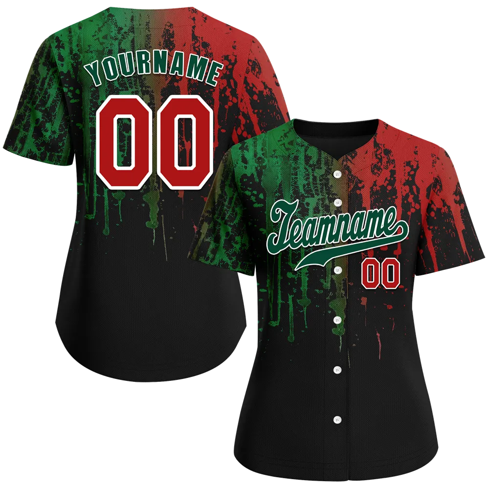 Custom Colorful Graffiti Pattern Green Authentic Baseball Jersey