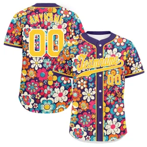 Custom Graffiti Pattern Abstract Floral Patterns Personalized Authentic Baseball Jersey BSBJ01-D020171-6