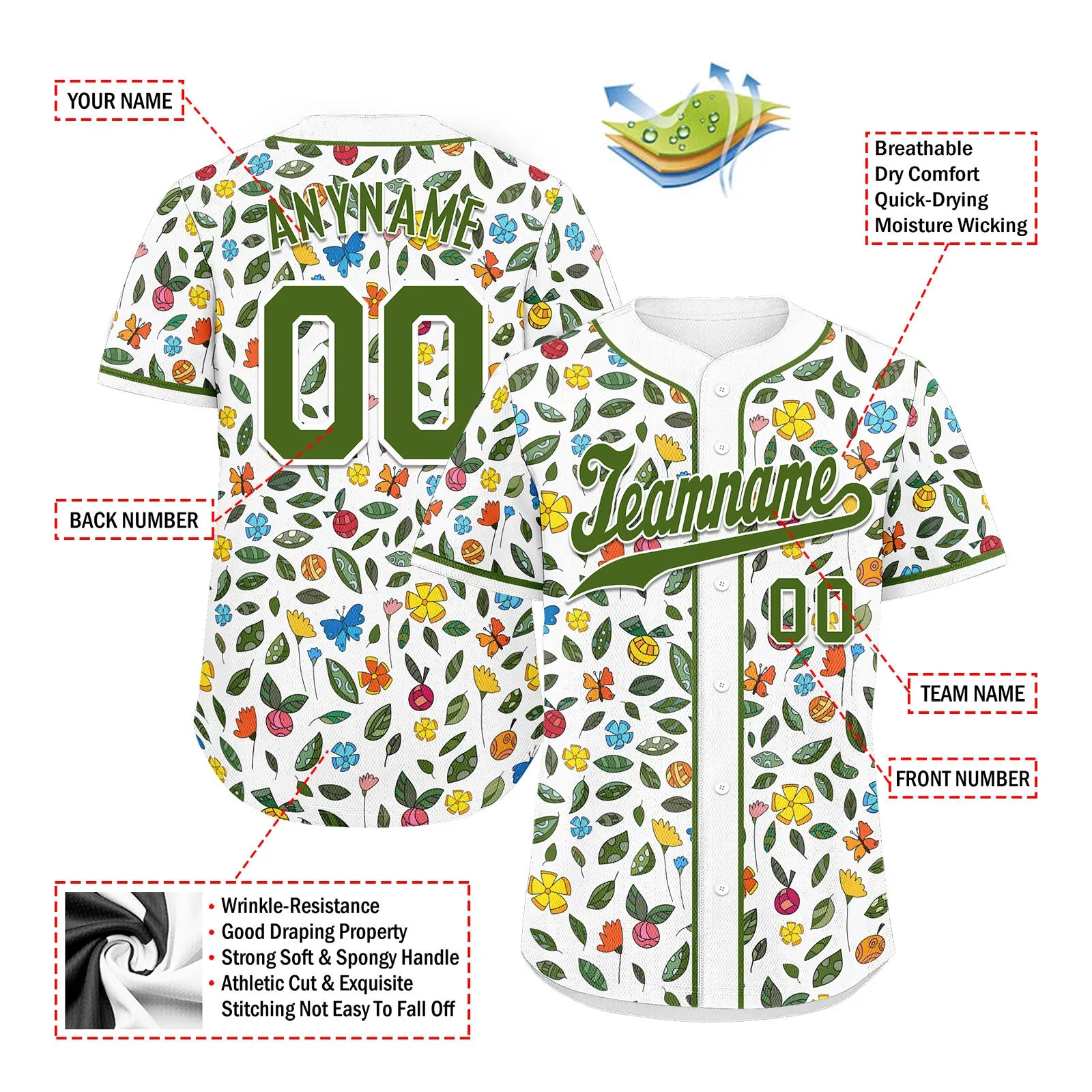 Custom Graffiti Pattern Abstract Floral Patterns Personalized Authentic Baseball Jersey BSBJ01-D020171-8