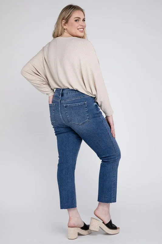 Delicate Plus Size High Rise Slim Straight Jeans