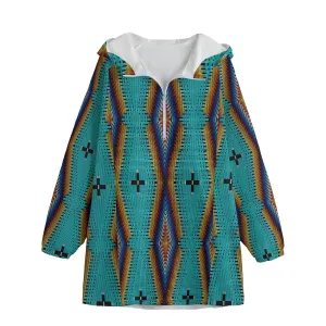 Diamond in the Bluff Turquoise Unisex Windbreaker Long Jacket