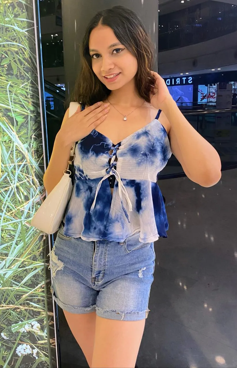 Edith blue tie & dye top