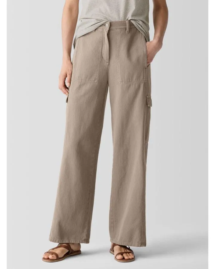 Eileen Fisher Wide Leg Cotton Utility Cargo Pant