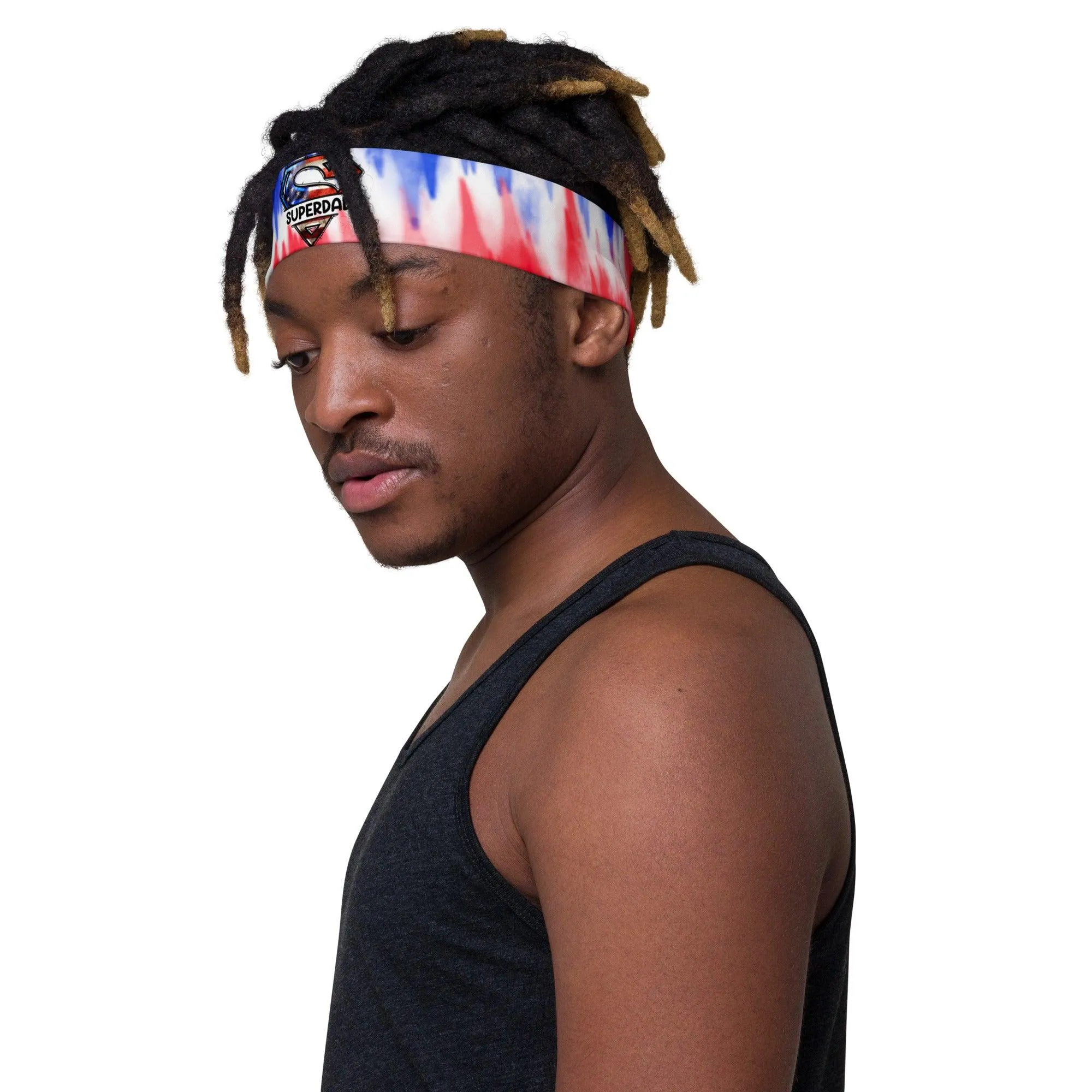 Father's Day Patriotic Tie Dye Superman Sports Headband