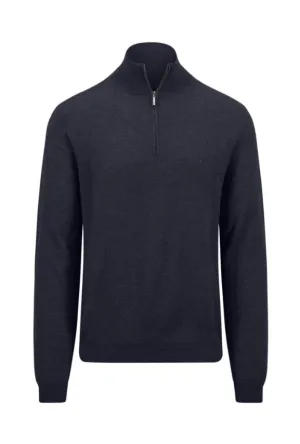 Fynch Hatton -  3XL Cashmere Half Zip, Navy