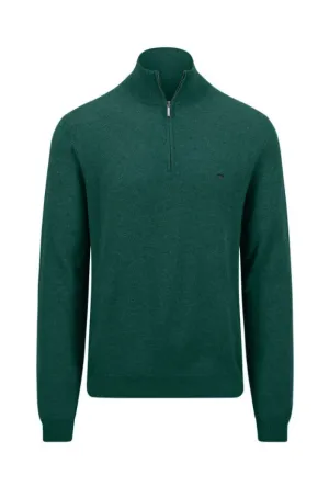 Fynch Hatton -  Cashmere Half Zip, Dark Emerald