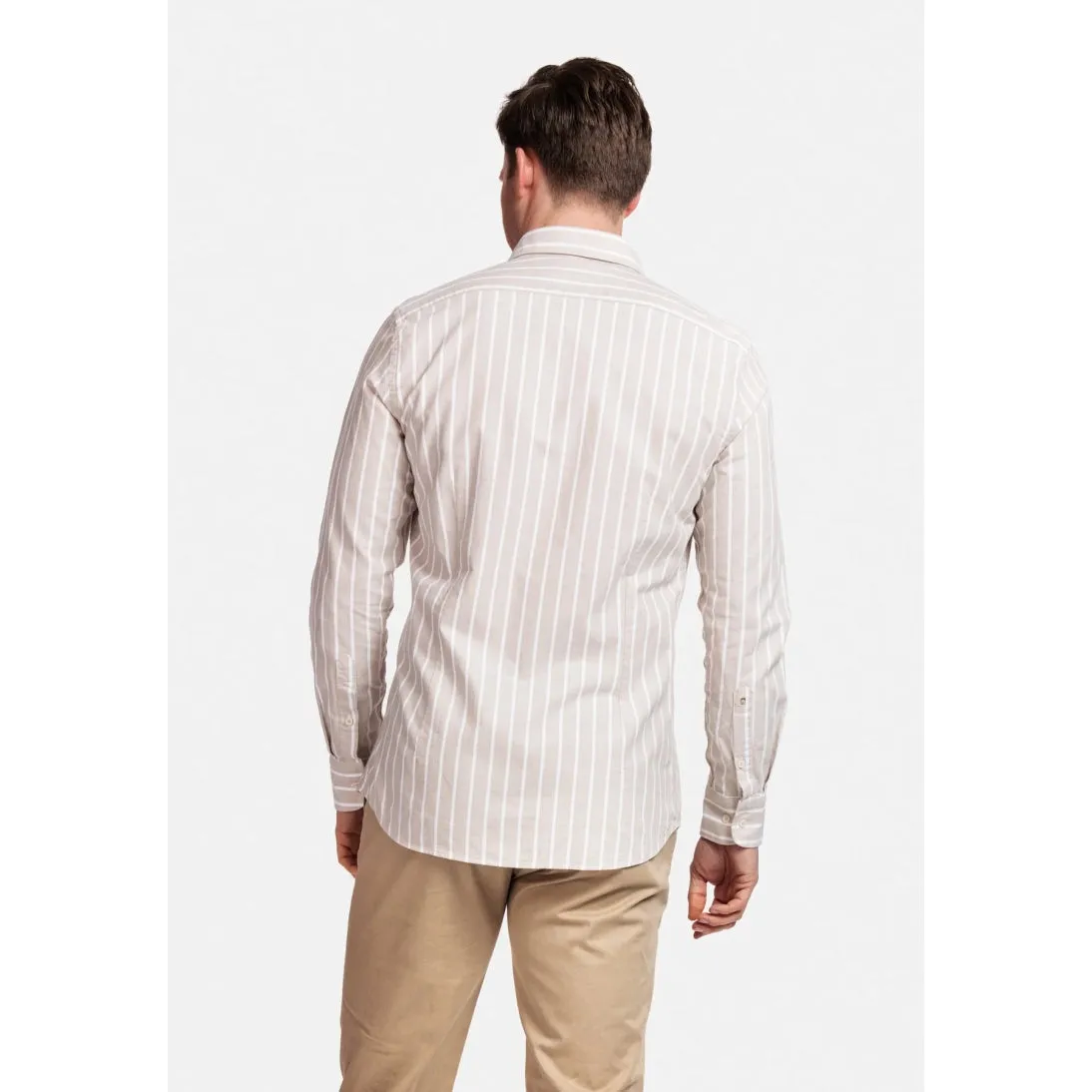 Giordano Pure Cotton Modern Fit Striped Shirt 417840 Beige