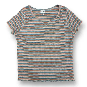 Girls Art Class Size 10/12 Striped Ribbed Short Sleeve Shirt