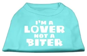 I'm a Lover not a Biter Screen Printed Dog Shirt   Aqua XXL (18)