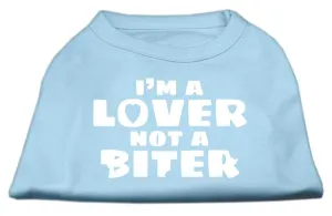 I'm a Lover not a Biter Screen Printed Dog Shirt   Baby Blue Sm (10)