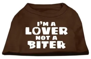 I'm a Lover not a Biter Screen Printed Dog Shirt Brown XS (8)