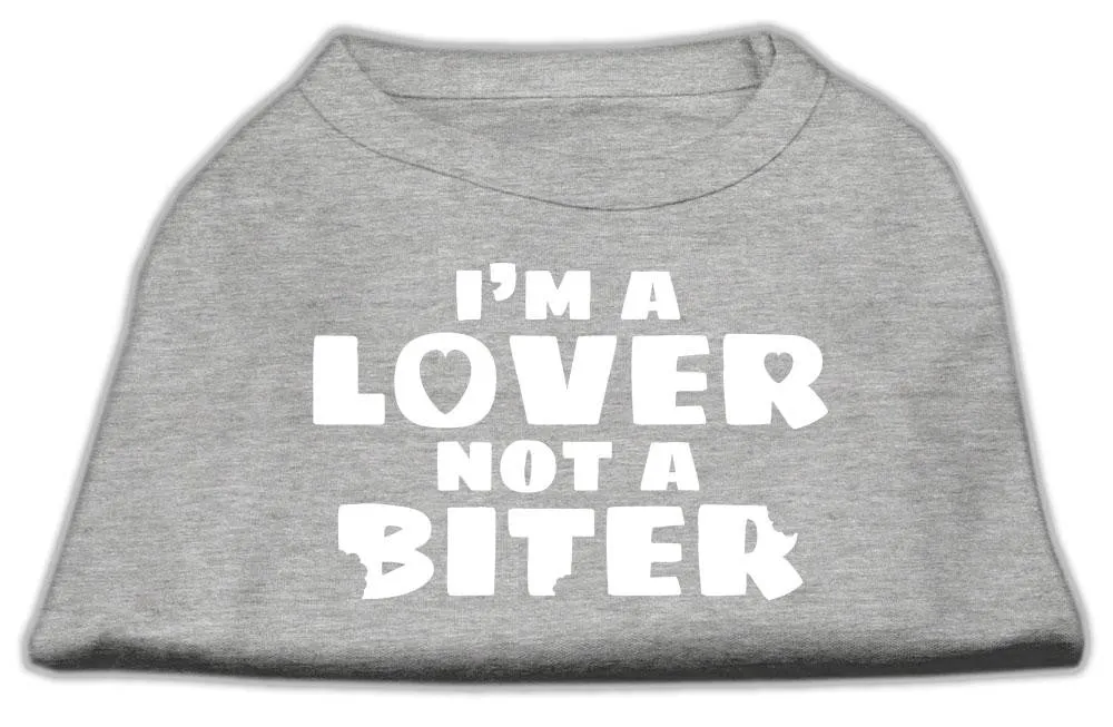 I'm A Lover Not A Biter Screen Printed Dog Shirt   Grey Xxl (18)