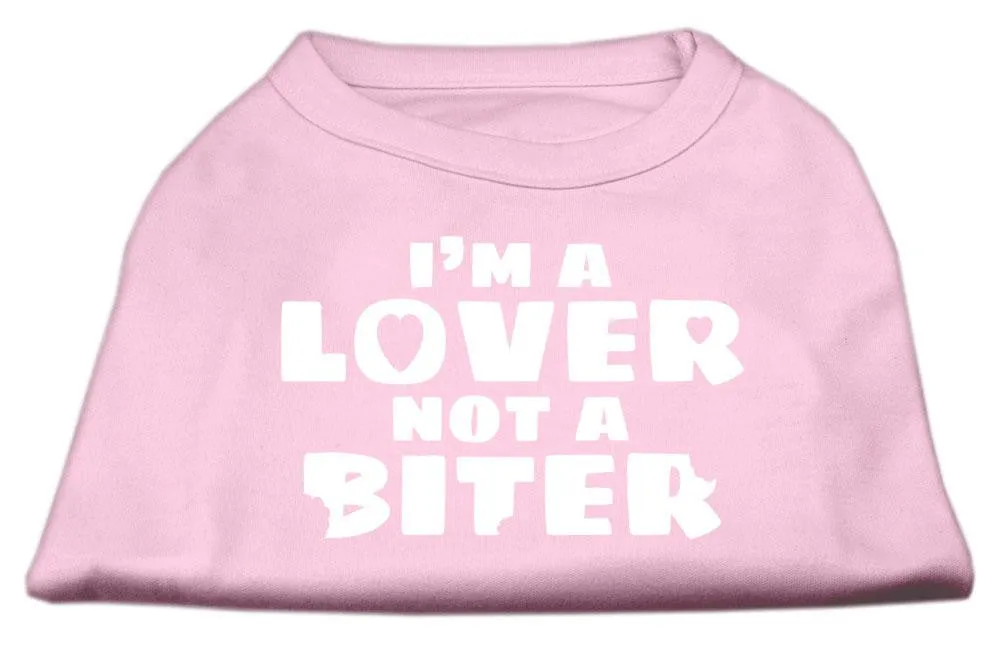 I'm a Lover not a Biter Screen Printed Dog Shirt   Light Pink Sm (10)