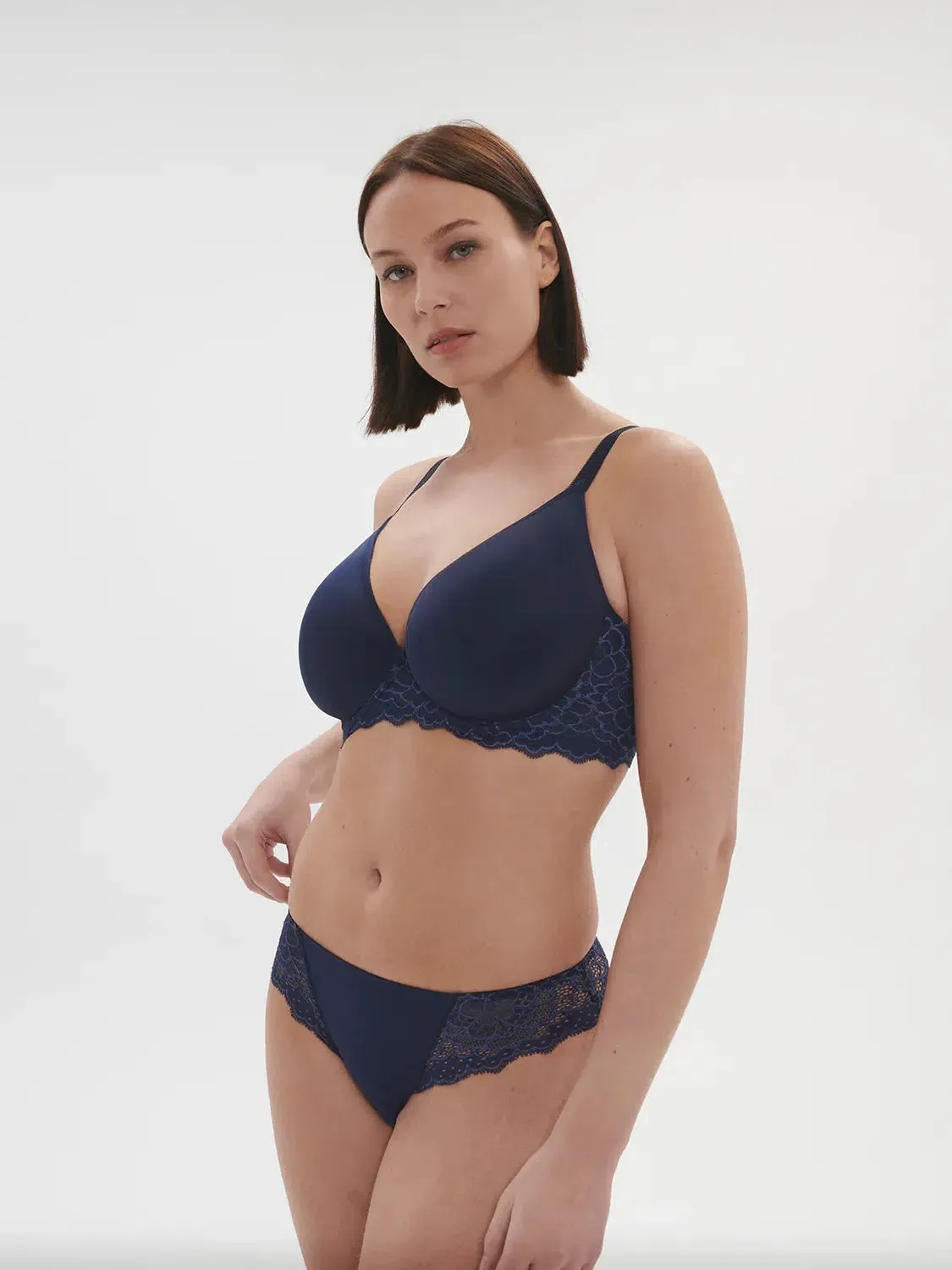 Ink Blue Caresse 3D Plunge Bra