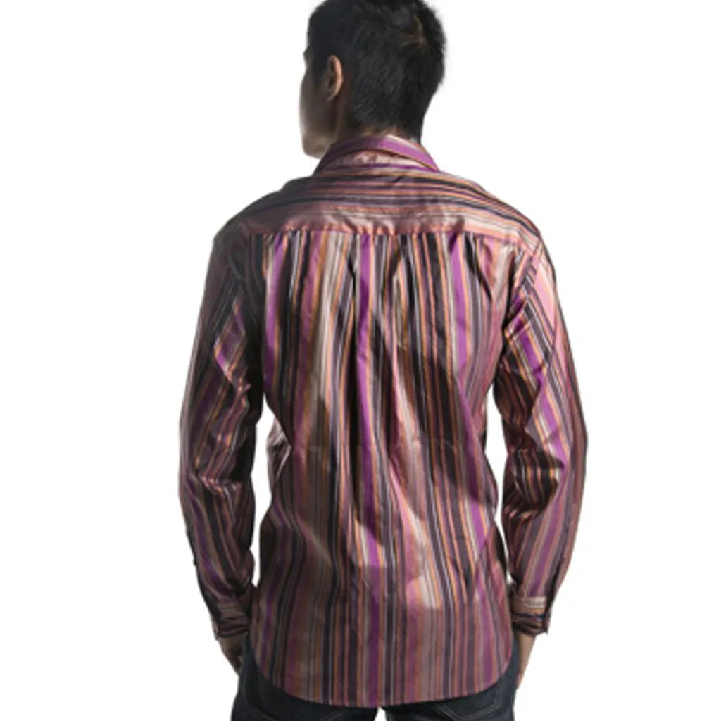 Jamun Purple Striped Men's Silk Shirt