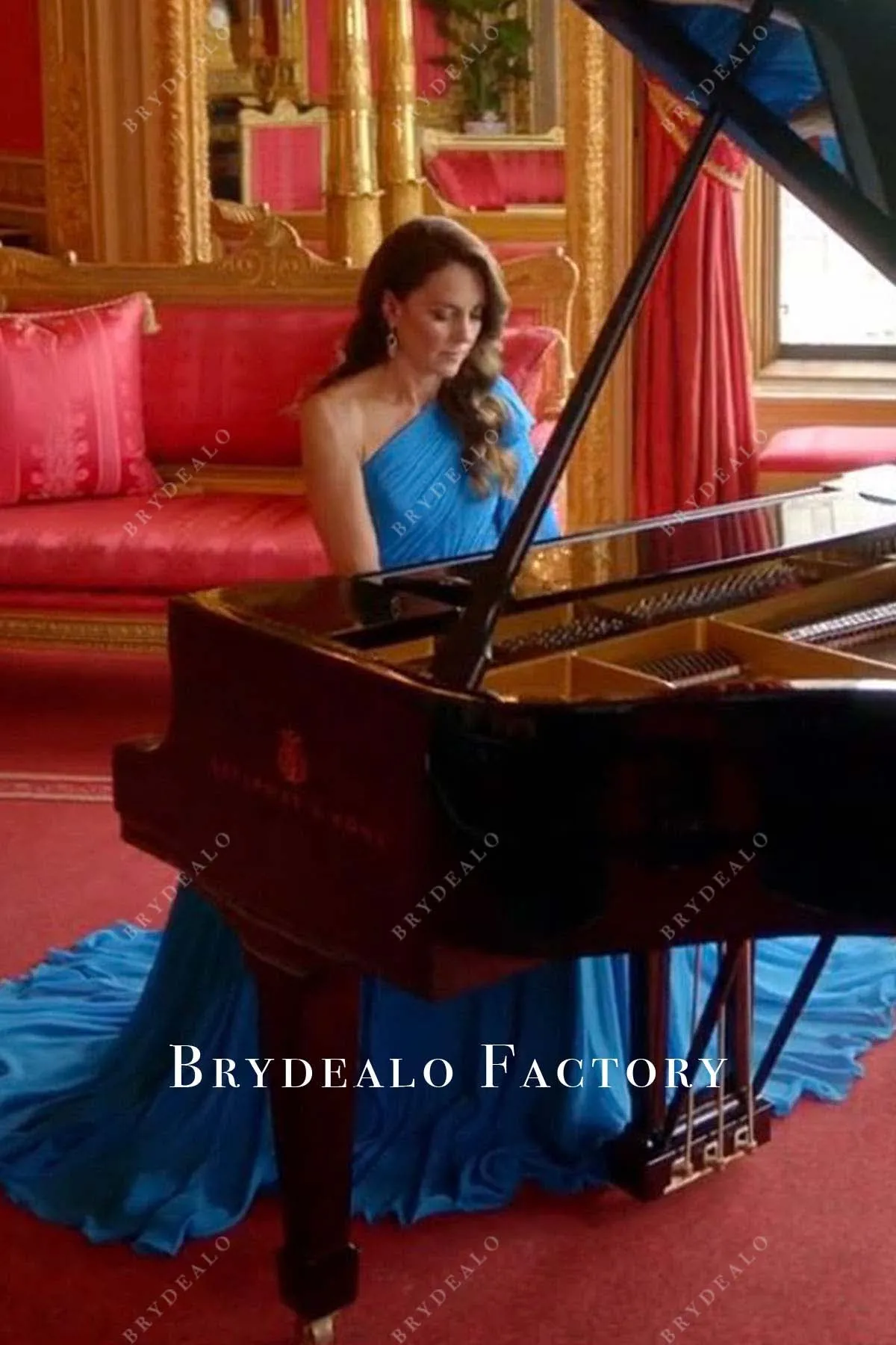 Kate Middleton Blue One Shoulder 2023 Piano Performance Dress